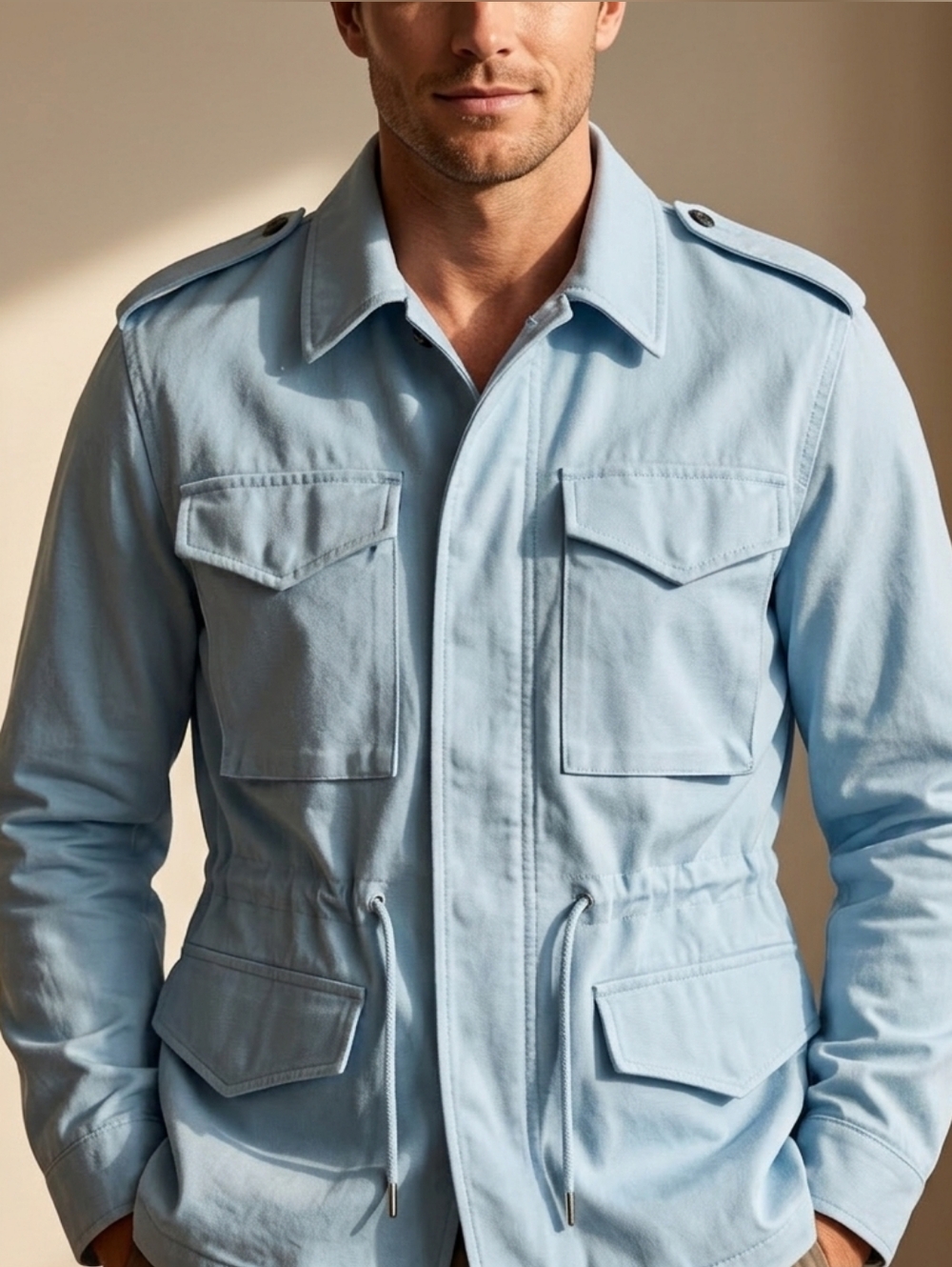 J. Crew Cotton Pale Blue Military Field  Chore Jacket M